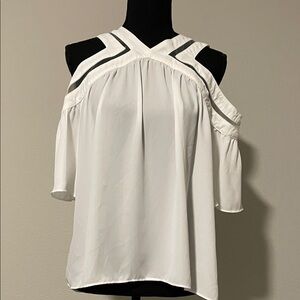 Anna Grace White Cold Shoulder Blouse